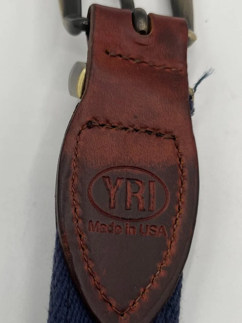 YRI TWO RIVERS CLOTH/LEATHER BELT UNISEX 36/90--USA MADE